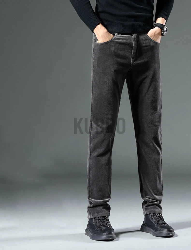 KUBRO England Style Casual Wide Leg Pants Men 2023 Spring Summer New Business Fashion Comfortable Jeans High Quality Trousers