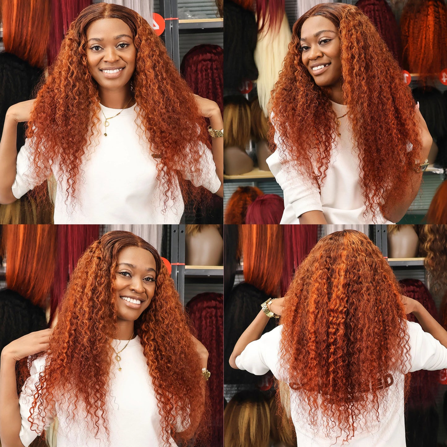 Highlight 4/350 Ombre Orange Ginger Lace Front Wig Human Hair Water Wave 13x6 HD Lace Frontal Wig Curly Human Hair Multi Parting