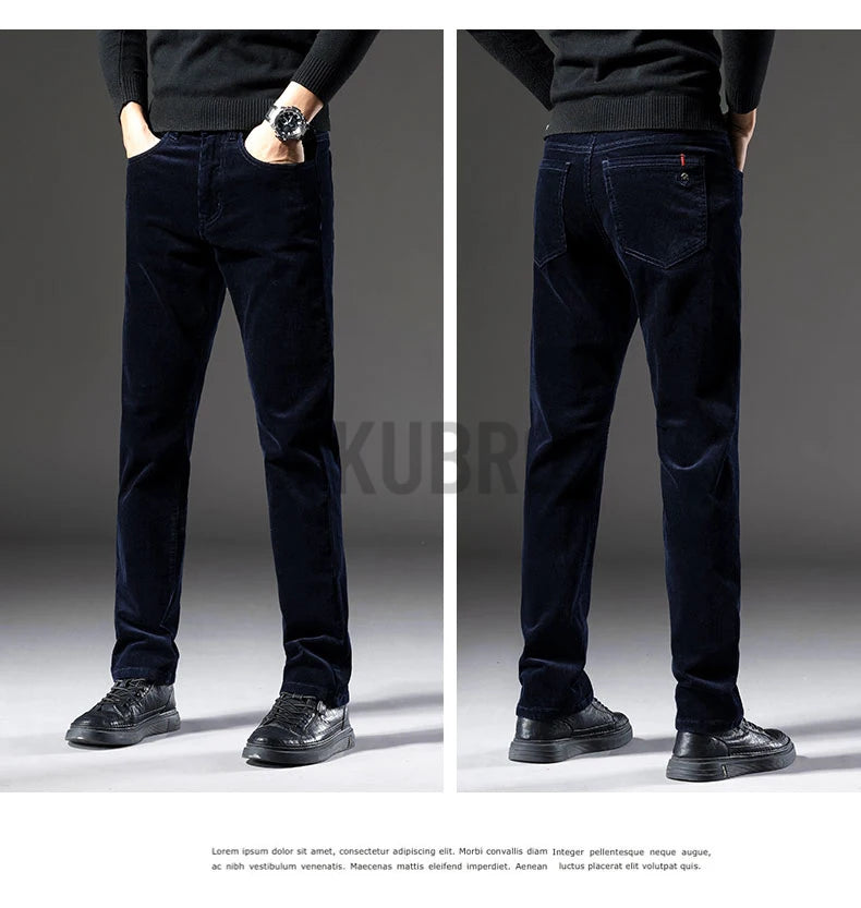 KUBRO England Style Casual Wide Leg Pants Men 2023 Spring Summer New Business Fashion Comfortable Jeans High Quality Trousers