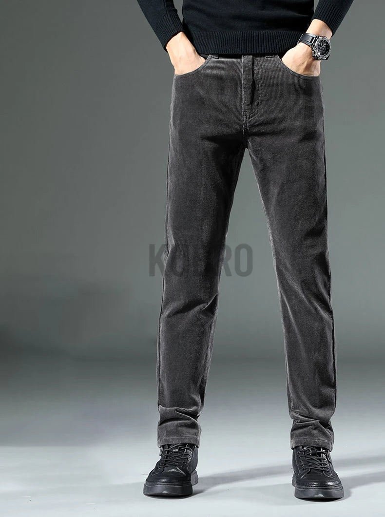 KUBRO England Style Casual Wide Leg Pants Men 2023 Spring Summer New Business Fashion Comfortable Jeans High Quality Trousers