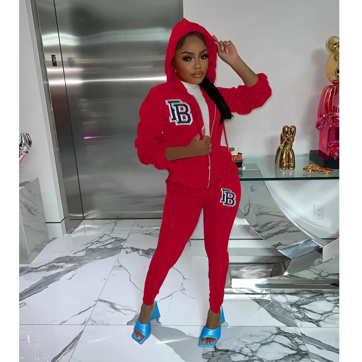 Letter Striped print Women Fall Two piece Set Sweatshirt Zipp jacket Top Trousers Sports Baseball Uniform Workout Outfits