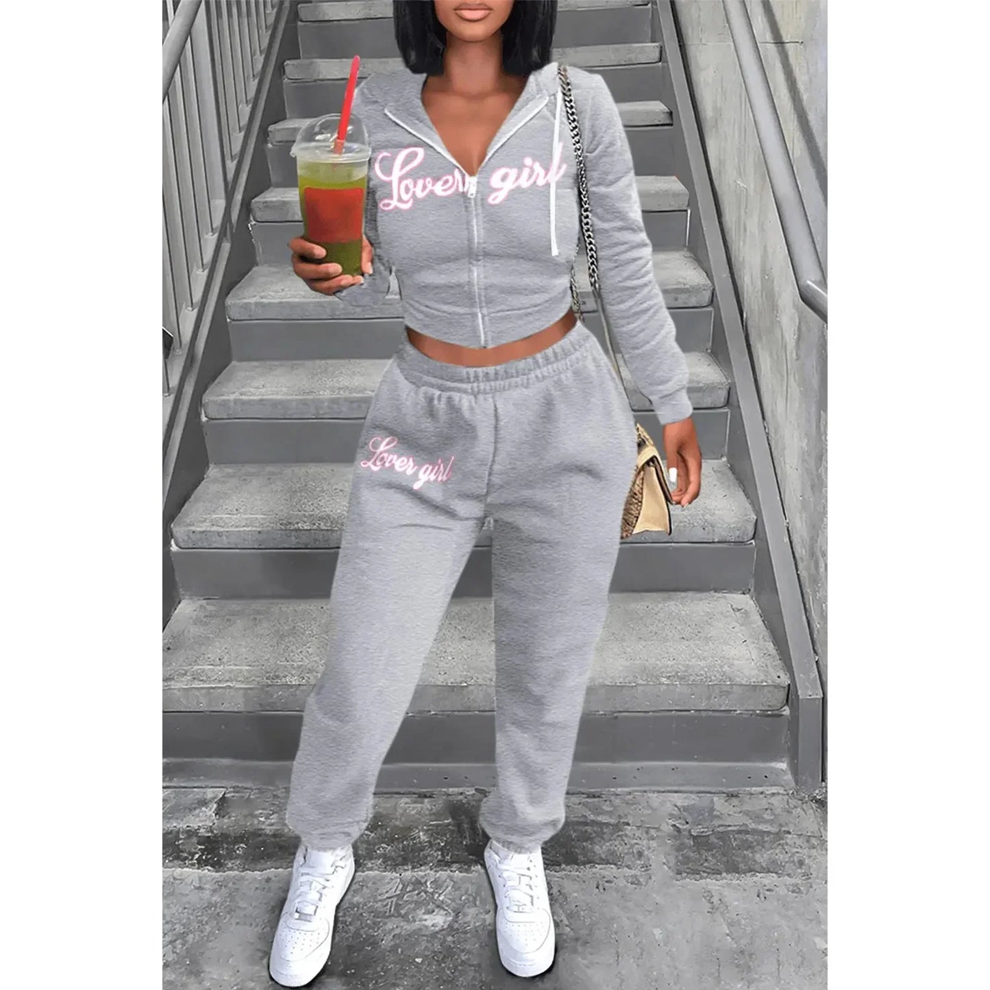 Letter Striped print Women Fall Two piece Set Sweatshirt Zipp jacket Top Trousers Sports Baseball Uniform Workout Outfits