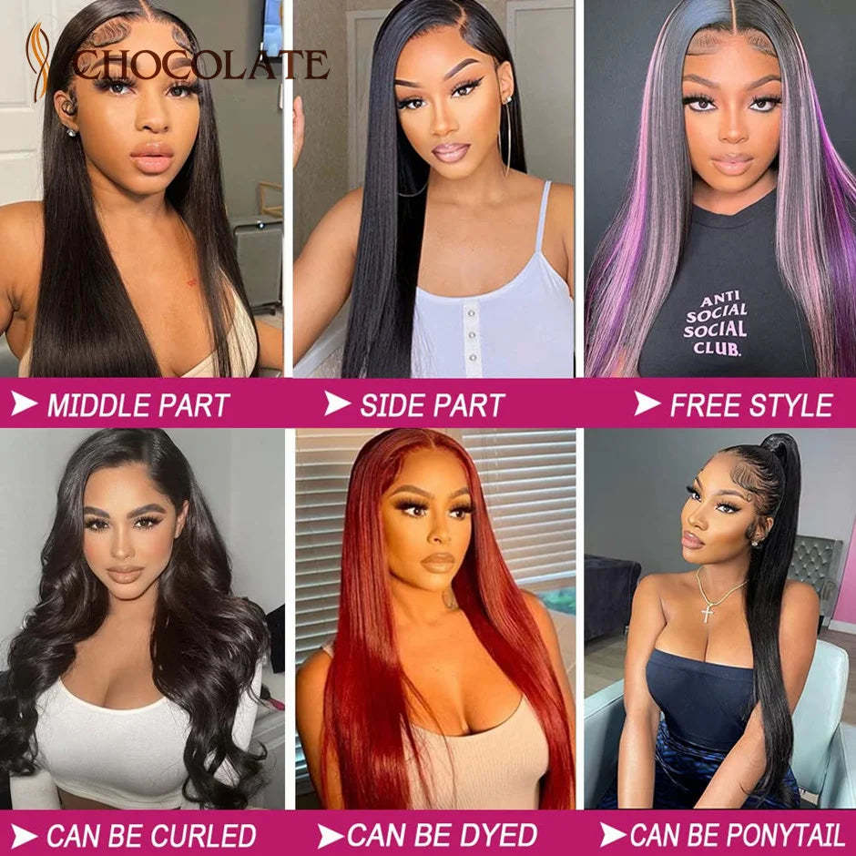 13X6 HD Lace Frontal Wig Human Hair Straight 4x4 Lace Closure Wigs 10A Brazilian Virgin Human Hair Wigs For Women 180 Density