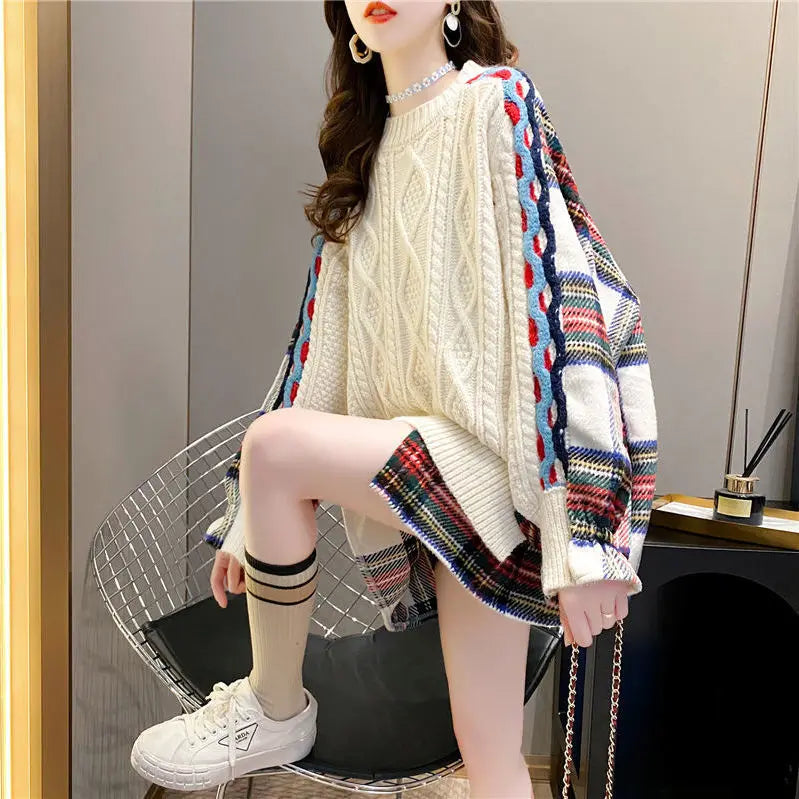 Autumn and Winter 2024 New Pullover Sweater Women's Korean Version Loose Large Fried Dough Twists Knitwear Womenwinter Clothes W