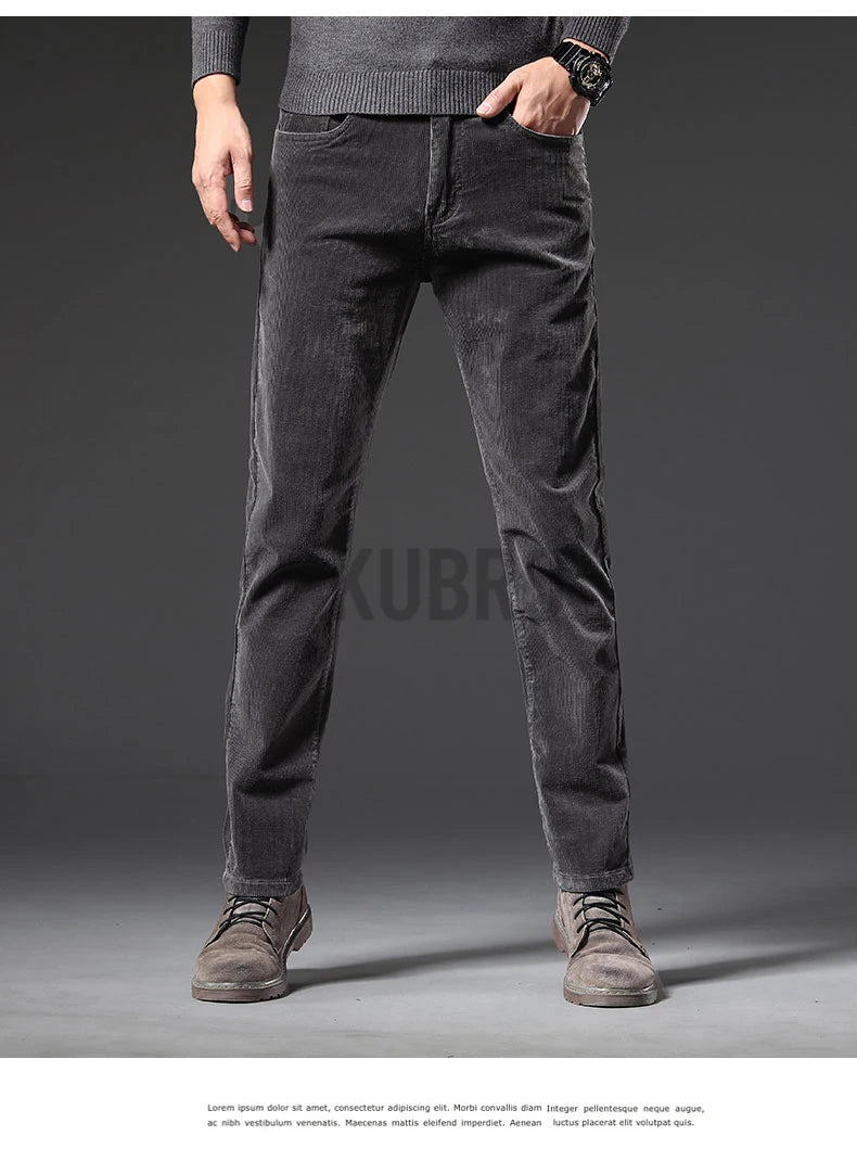 KUBRO England Style Casual Wide Leg Pants Men 2023 Spring Summer New Business Fashion Comfortable Jeans High Quality Trousers