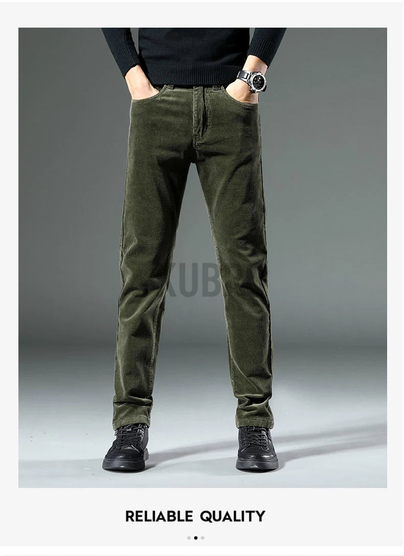 KUBRO England Style Casual Wide Leg Pants Men 2023 Spring Summer New Business Fashion Comfortable Jeans High Quality Trousers