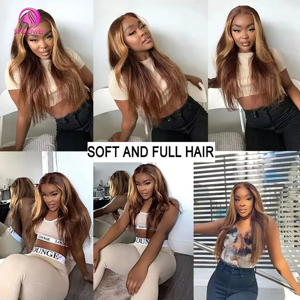 30 32 Inch Highlight Body Wave Bundle 100% Human Hair Bundle P4/27 Honey Brown Brazilian Hair Bundles 1 3 4 Remy Hair Bundle