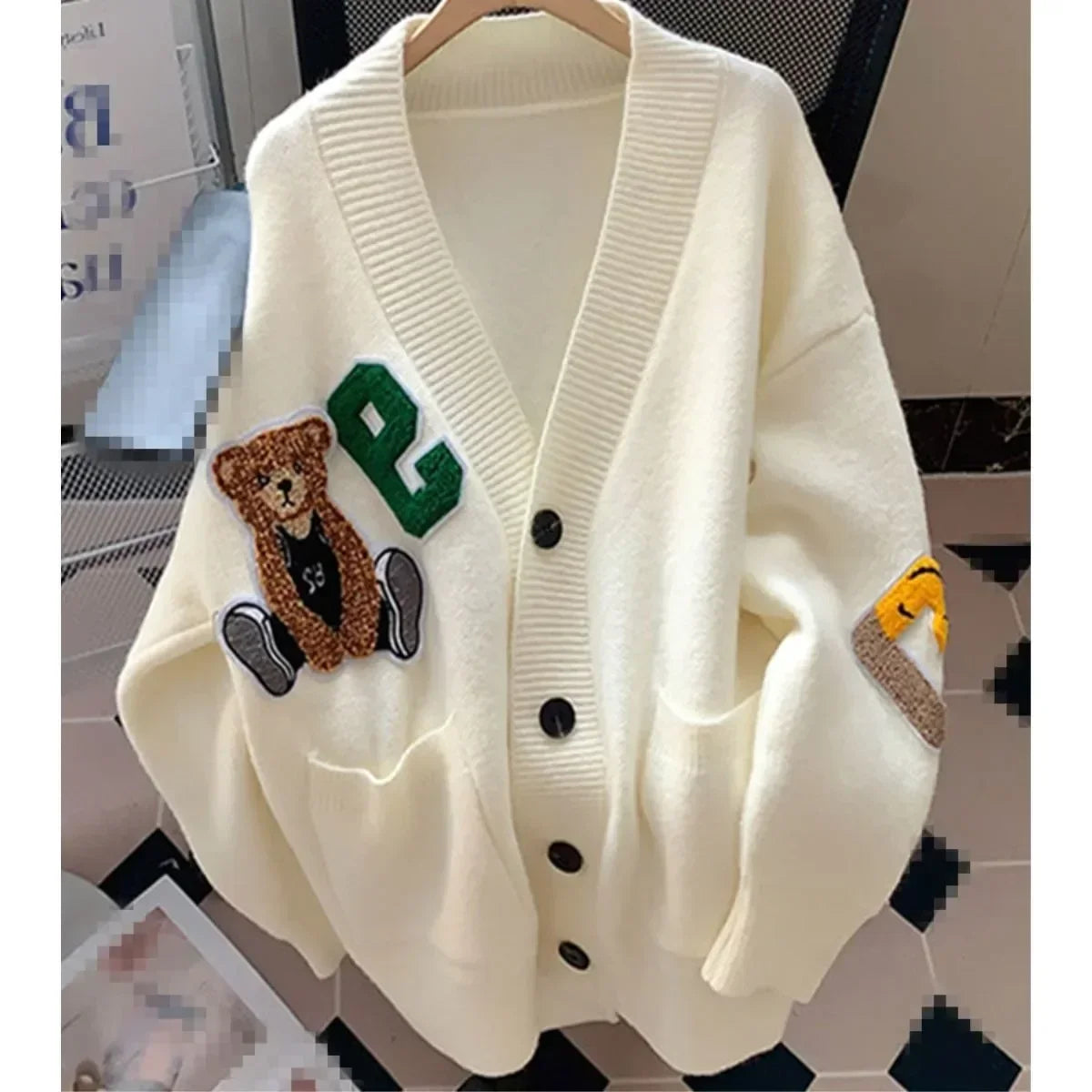 2024 Autumn Women's Cardigan Wool Sweater Korean Version New Embroidered Jacket Knitted Sweater Cardigan Hem Sweater Knitwear