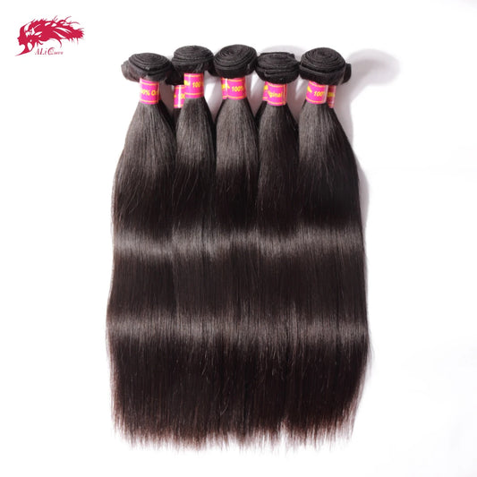 Ali Queen 10A Unprosseded Raw Virgin Hair Bundles 1Pcs Whosales Price 36 38 40 Inch Brazilian Straight Human Hair Weave