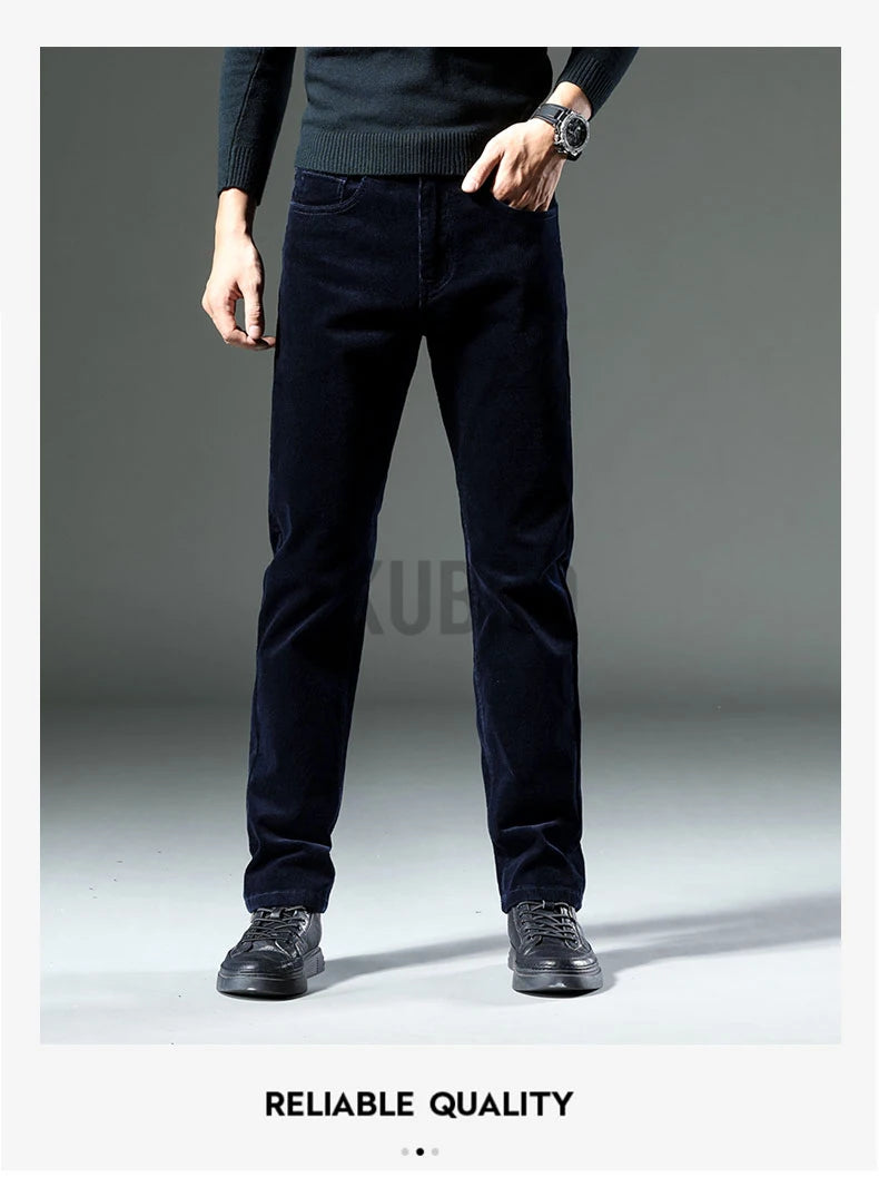 KUBRO England Style Casual Wide Leg Pants Men 2023 Spring Summer New Business Fashion Comfortable Jeans High Quality Trousers