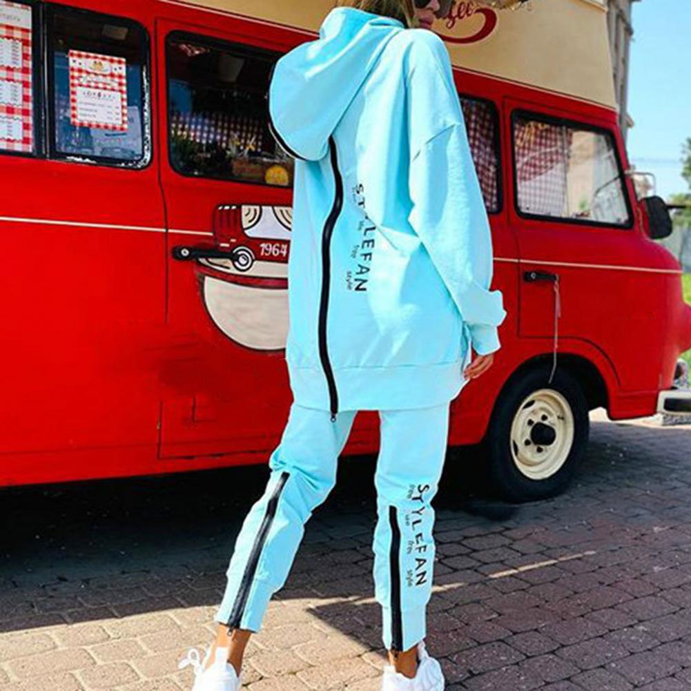 Winter Chic Oversized Tracksuit Back Zipper Long Hoodie + Pants Set Street Sportswear Pullover Hip-Hop Two-Piece Women Outfits