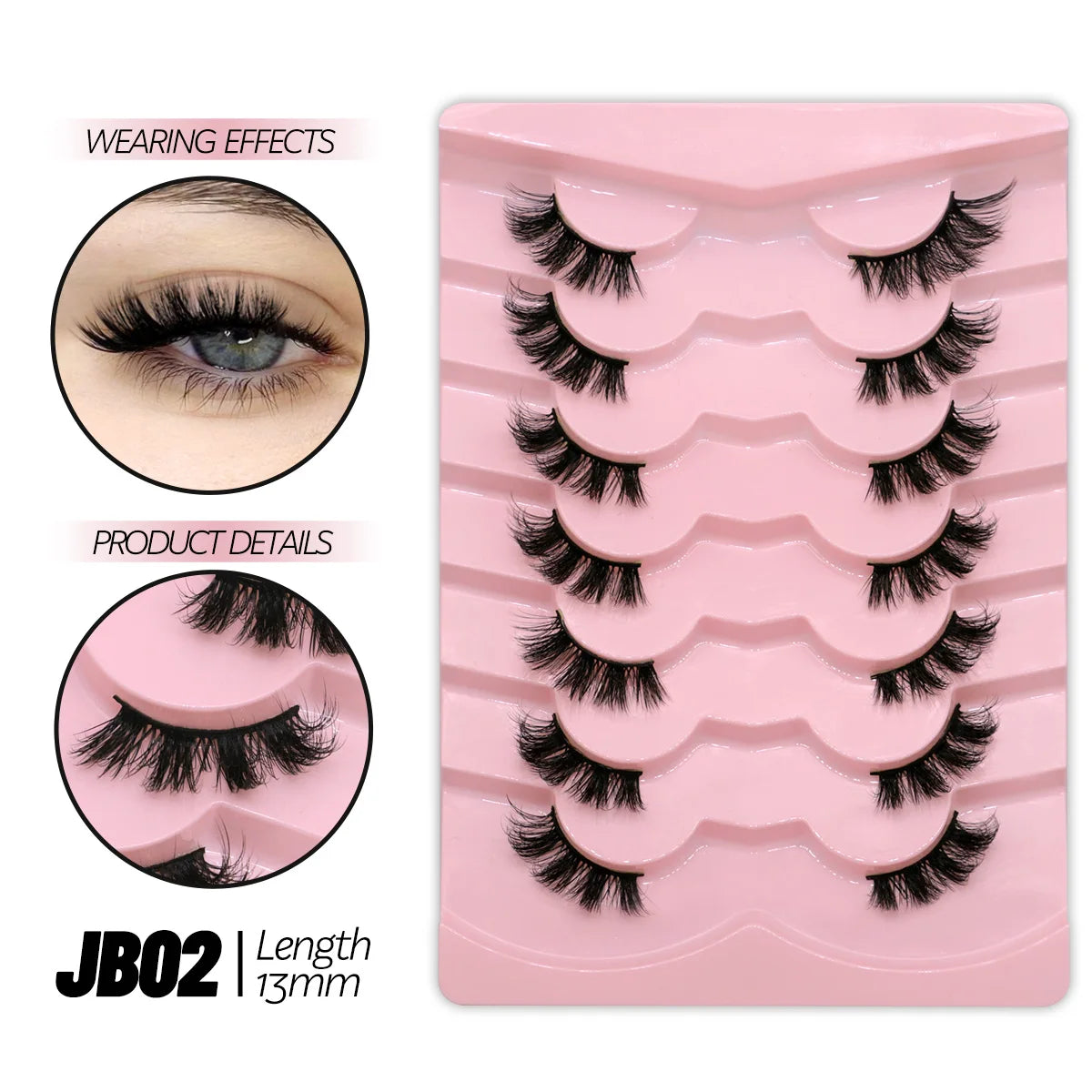 GROINNEYA Half Lashes Half Lashes Soft Natural Clear Band Lashes Natural Look Faux Mink Wispy Mink Eyelashes Extension Makeup