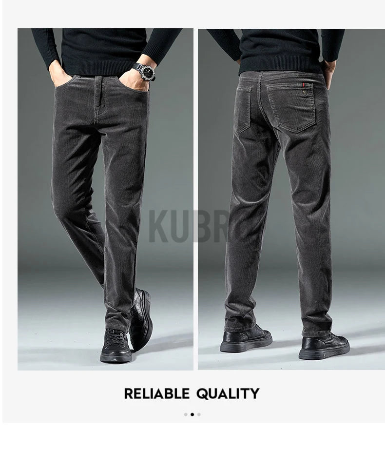 KUBRO England Style Casual Wide Leg Pants Men 2023 Spring Summer New Business Fashion Comfortable Jeans High Quality Trousers