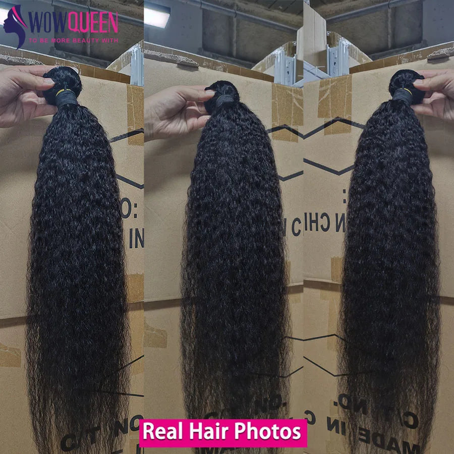 Kinky Straight Human Hair Bundles 30 32 Inch Remy Hair Extensions For Women Thick Yaki Straight Human Raw Hair Weave Bundles