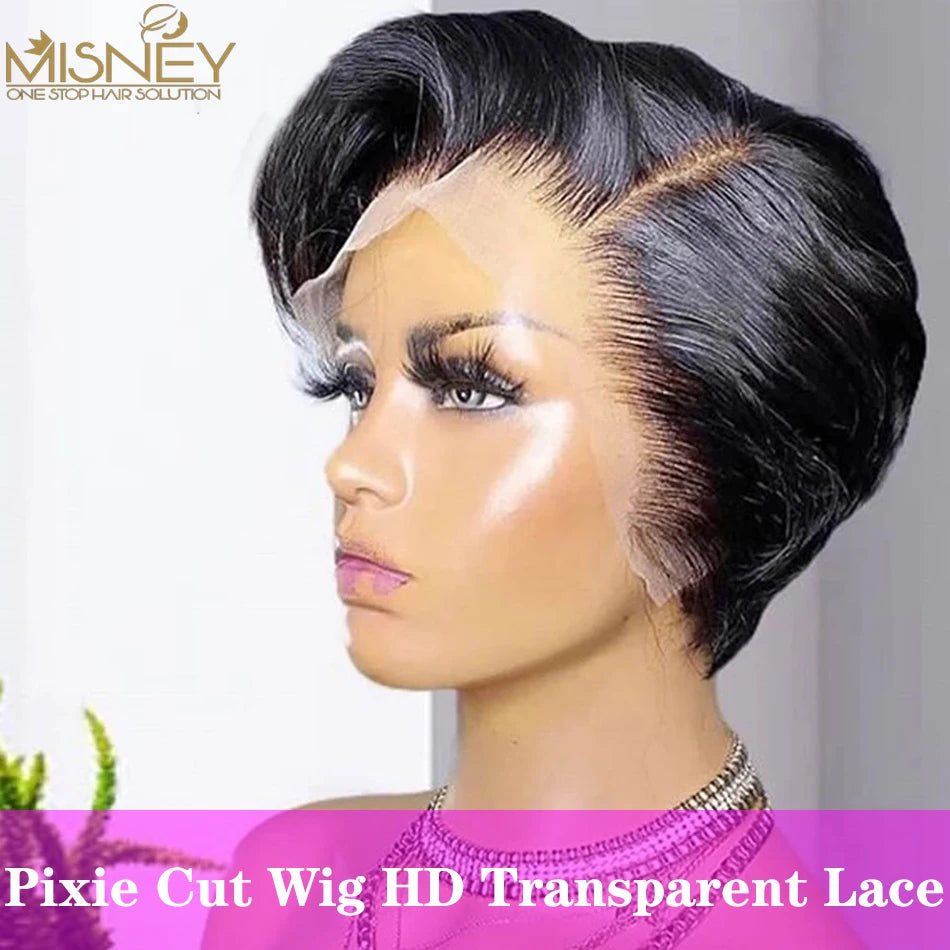 Short Bob Wig Pixie Cut Wig 13x1 T Part  Lace Human Hair Wigs For Women Brazilian Remy Hair Straight Cheap Human Hair Wigs