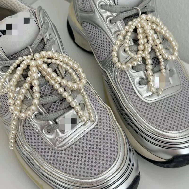 1/2Pc Bows Beaded Charm Shoe Buckle Decoration DIY Bowknot Pearl Shoelaces Clips Charms Pendant Women Sneakers Shoes Accessories