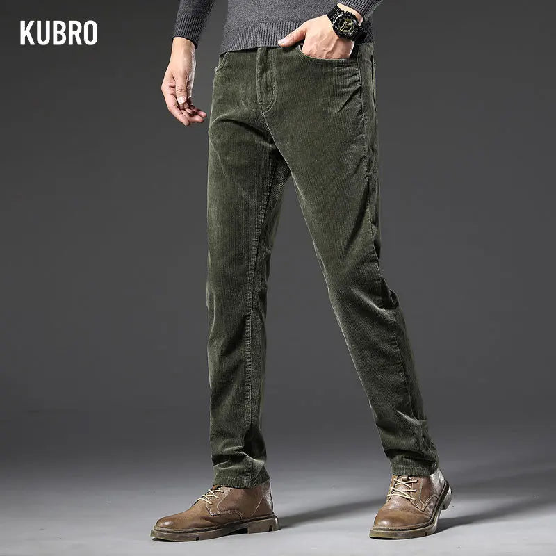 KUBRO England Style Casual Wide Leg Pants Men 2023 Spring Summer New Business Fashion Comfortable Jeans High Quality Trousers