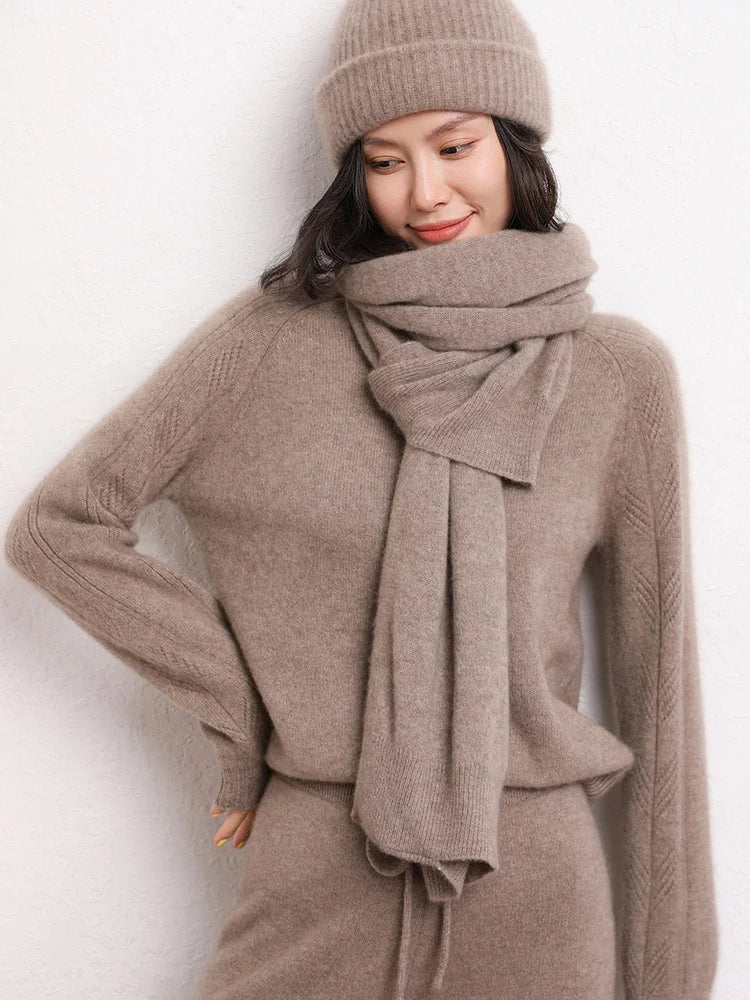 New Arrival Autumn Winter Knit Women Shawl Solid Color 100% Goat Cashmere Scarf Warm Fashion Capes Lady High Quality Scarves