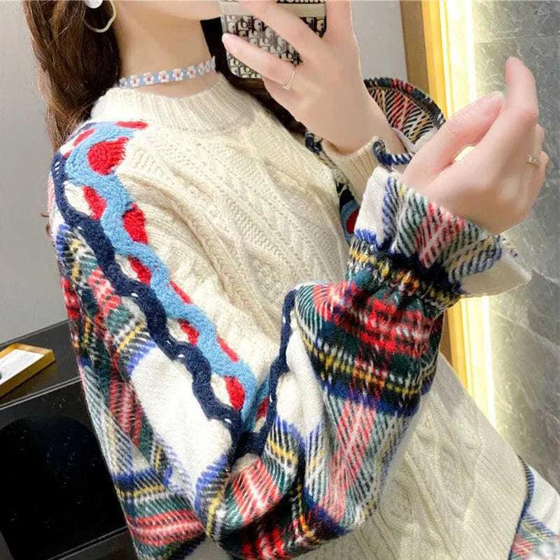 Autumn and Winter 2024 New Pullover Sweater Women's Korean Version Loose Large Fried Dough Twists Knitwear Womenwinter Clothes W